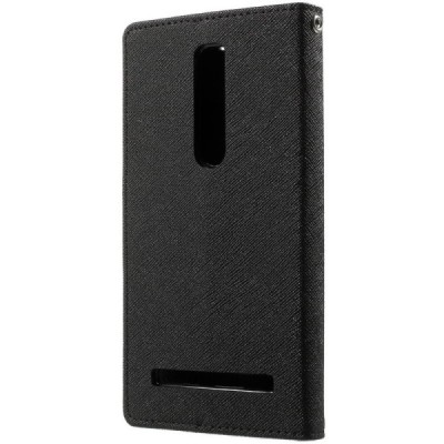 „Mercury“ Fancy Asus Zenfone 2 5.5 (ZE550ML, ZE551ML) melns ādas maciņš / Vacins.lv