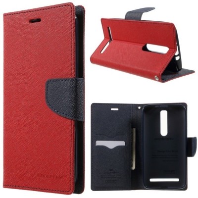 „Mercury“ Fancy Asus Zenfone 2 5.5 (ZE550ML, ZE551ML) sarkans ādas maciņš / Vacins.lv