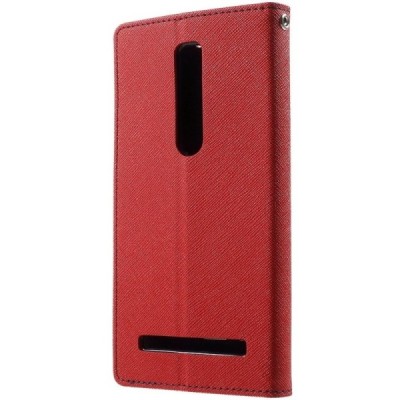 „Mercury“ Fancy Asus Zenfone 2 5.5 (ZE550ML, ZE551ML) sarkans ādas maciņš / Vacins.lv