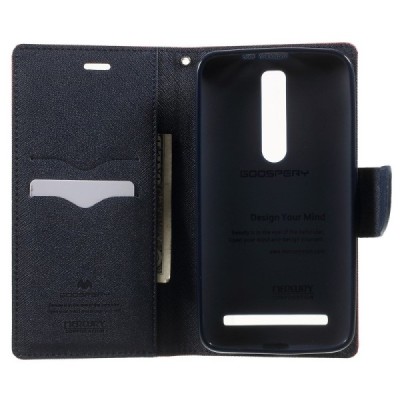 „Mercury“ Fancy Asus Zenfone 2 5.5 (ZE550ML, ZE551ML) sarkans ādas maciņš / Vacins.lv