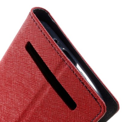 „Mercury“ Fancy Asus Zenfone 2 5.5 (ZE550ML, ZE551ML) sarkans ādas maciņš / Vacins.lv
