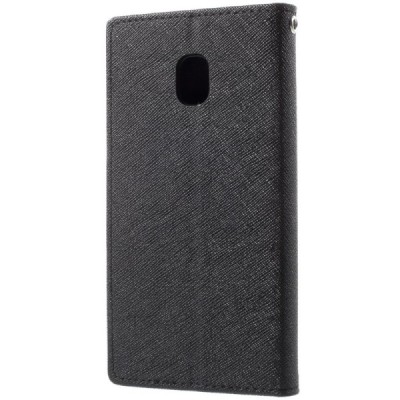 „Mercury“ Fancy Samsung Galaxy J3 2017 (J330) melns ādas maciņš / Vacins.lv