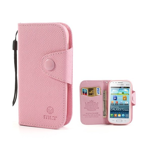 „MLT“ atverčiamas dėklas, piniginė - rožinis (Galaxy S Duos / Trend)