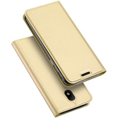 „Dux Ducis“ Skin serijos Samsung Galaxy J3 2017 (J330) auksinis odinis atverčiamas dėklas / Priedai.lt
