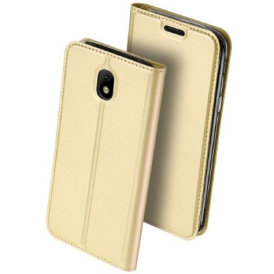 „Dux Ducis“ Skin serijos Samsung Galaxy J3 2017 (J330) auksinis odinis atverčiamas dėklas / Priedai.lt