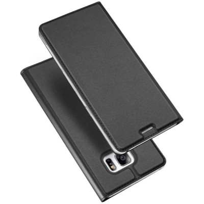 Samsung Galaxy S7 Edge (G935) „Dux Ducis“ Skin sērijas melns ādas atvērams maciņš / Vacins.lv