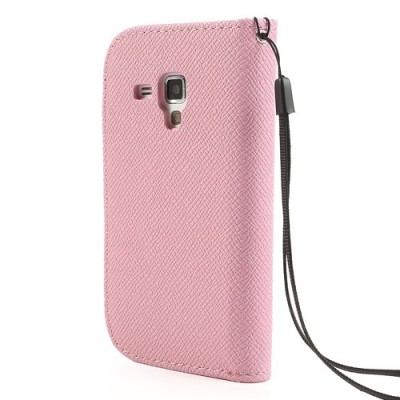 Samsung Galaxy S Duos S7562 MLT atverčiamas rožinis odinis dėklas (dėkliukas) (Samsung Galaxy S Trend S7560 dėklas) / Priedai.lt