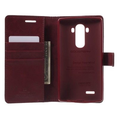 Mercury Blue Moon atverčiamas LG G4 (H815) bordo odinis dėklas - piniginė / Priedai.lt