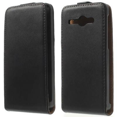 Huawei Ascend Y530 klasikinis vertikaliai atverčiamas juodas odinis dėklas / Priedai.lt