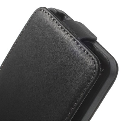 Huawei Ascend Y530 klasikinis vertikaliai atverčiamas juodas odinis dėklas / Priedai.lt