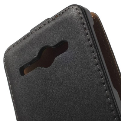 Huawei Ascend Y530 klasikinis vertikaliai atverčiamas juodas odinis dėklas / Priedai.lt