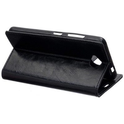 Microsoft Lumia 650 atvēramais ādas melns maciņš (maks) / Vacins.lv