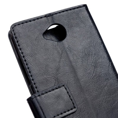 Microsoft Lumia 650 atvēramais ādas melns maciņš (maks) / Vacins.lv