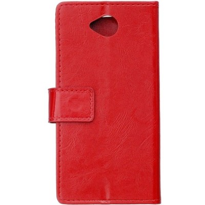 Microsoft Lumia 650 atvēramais ādas sarkans maciņš (maks) / Vacins.lv