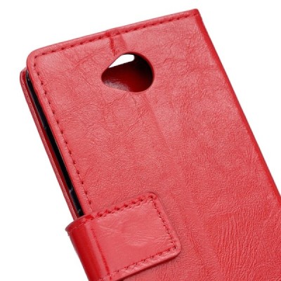 Microsoft Lumia 650 atvēramais ādas sarkans maciņš (maks) / Vacins.lv