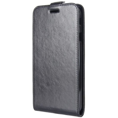 Samsung Galaxy J5 2017 (J530) klasisks ādas vertikāli atvēramais melns maciņš / Vacins.lv