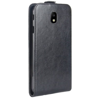 Samsung Galaxy J5 2017 (J530) klasisks ādas vertikāli atvēramais melns maciņš / Vacins.lv