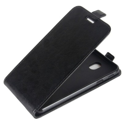 Samsung Galaxy J5 2017 (J530) klasisks ādas vertikāli atvēramais melns maciņš / Vacins.lv