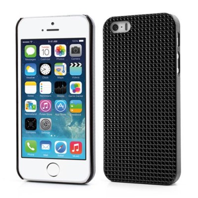 Juodas stilingas reljefinis 3D Apple iPhone SE (5, 5s) dėklas (dėkliukas, nugarėlė) / Priedai.lt