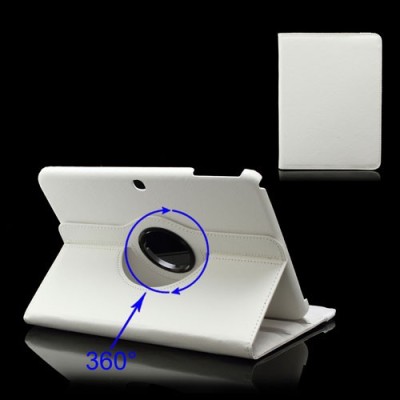 Samsung Galaxy Tab 3 10.1 P5200 (P5210) atvēramais balts ādas futrālis, grozās 360° grādu apjomā / Vacins.lv