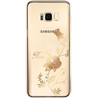 Samsung Galaxy S8+ (G955) elegants Kingxbar Crystal Rose Swarovski dzidrs (caurspīdīgs) zelta plastmasas apvalks ar kristāliem /