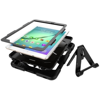 Samsung Galaxy Tab S2 9.7 4G LTE (T815, T810) pastiprinātas aizsardzības melns apvalks / Vacins.lv