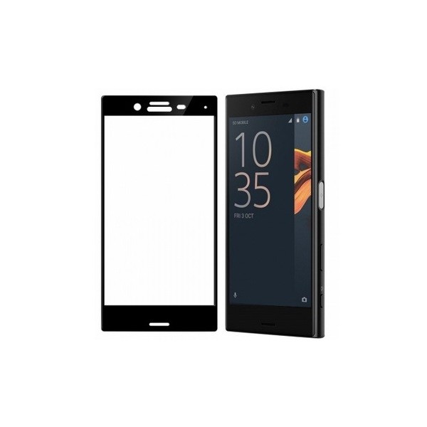 „Calans“ Tempered Glass pilnai dengiantis apsauginis ekrano stiklas 0.2 mm - juodas (Xperia X Compact)