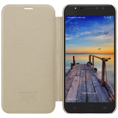 Asus Zenfone 4 Selfie Pro (ZD552KL) auksinis odinis atverčiamas Nillkin Sparkle dėklas / Priedai.lt