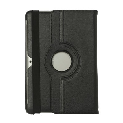 Atverčiamas juodas odinis Samsung Galaxy Tab 2 10.1 P5100 (P5110) dėklas (dėkliukas), sukiojamas 360° / Priedai.lt