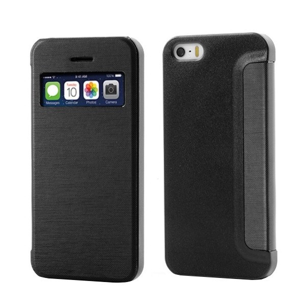 Atverčiamas „S-View“ stiliaus dėklas - juodas (iPhone 5c)