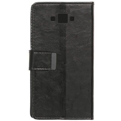 Samsung Galaxy A7 (A700) atvēramais ādas melns maciņš (maks) / Vacins.lv