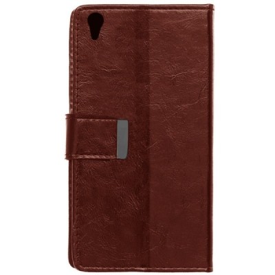 Sony Xperia Z2 (D6503, D6502, D6543) atvēramais ādas brūns maciņš (maks) / Vacins.lv