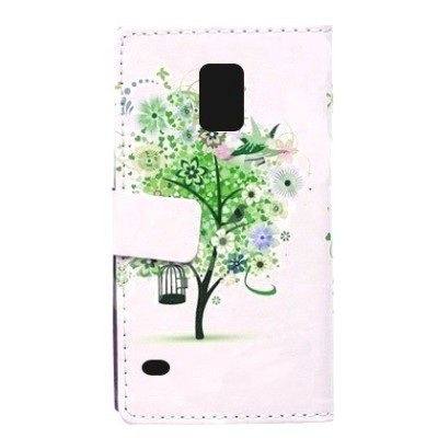 „Flower Tree“ serijos Samsung Galaxy S5 (S5 Neo) baltas odinis atverčiamas dėklas / Priedai.lt