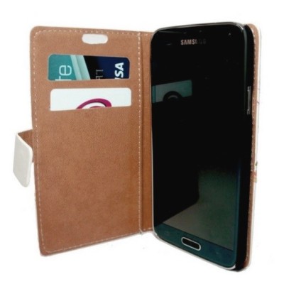 „Flower Tree“ serijos Samsung Galaxy S5 (S5 Neo) baltas odinis atverčiamas dėklas / Priedai.lt