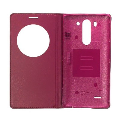 LG G3 S D722 ādas atvēramais rozs maciņš ar lodziņu / Vacins.lv