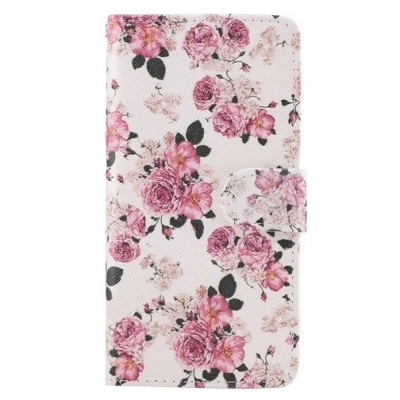 LG L90 (D405) „Flowers“ sērijas balts ādas atvērams maciņš / Vacins.lv
