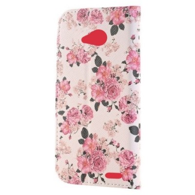 „Flowers“ serijos LG L90 (D405) baltas odinis atverčiamas dėklas / Priedai.lt