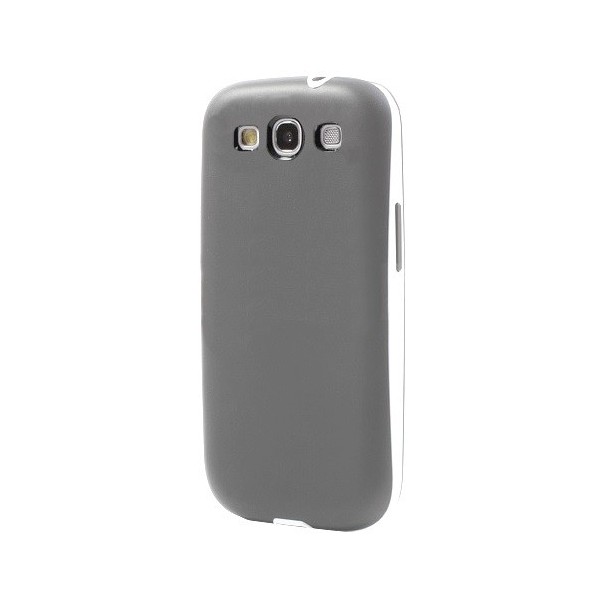 Cieta silikona (TPU) apvalks ar plastmasas apmale - pelēks (Galaxy S3)