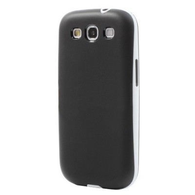 Galaxy S3 i9300 juodas TPU dėklas su plastikiniu rėmu, matinis / Priedai.lt