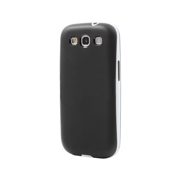 Cieta silikona (TPU) apvalks ar plastmasas apmale - melns (Galaxy S3)