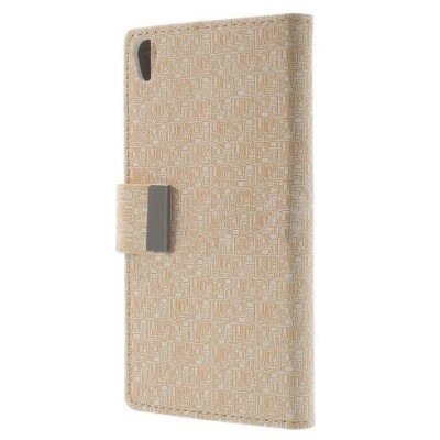 Sony Xperia Z3 „Pattern“ sērijas balts ādas atvērams maciņš / Vacins.lv