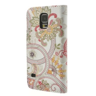 Samsung Galaxy S5 (S5 Neo) „Spring“ sērijas balts ādas atvērams maciņš / Vacins.lv