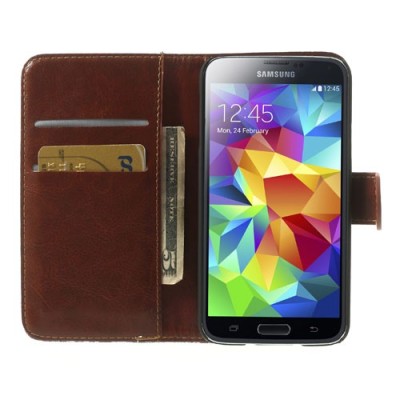 Samsung Galaxy S5 (S5 Neo) „Spring“ sērijas balts ādas atvērams maciņš / Vacins.lv