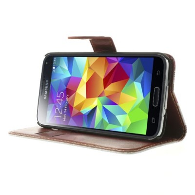 Samsung Galaxy S5 (S5 Neo) „Spring“ sērijas balts ādas atvērams maciņš / Vacins.lv