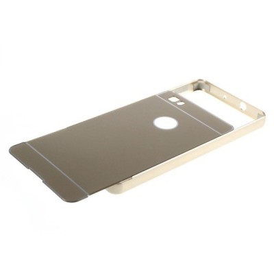 Huawei P8 Lite Luxury plastikinis dėklas su metalo rėmais - auksinis / Priedai.lt