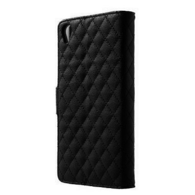 Sony Xperia Z3 atvēramais ādas melns maciņš, grāmata (maks) / Vacins.lv