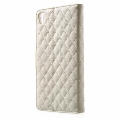 Sony Xperia Z3 atvēramais ādas balts maciņš, grāmata (maks) / Vacins.lv