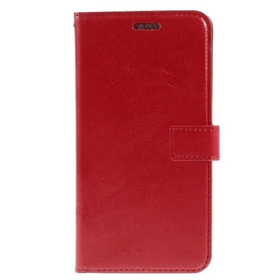 Samsung Galaxy A7 atverčiamas raudonas odinis dėklas - piniginė / Priedai.lt