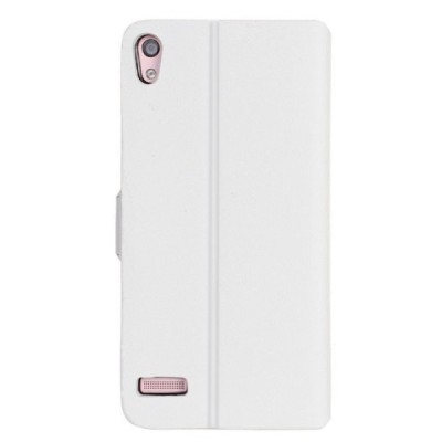 Huawei Ascend P6 atvēramais balts ādas maciņš / Vacins.lv