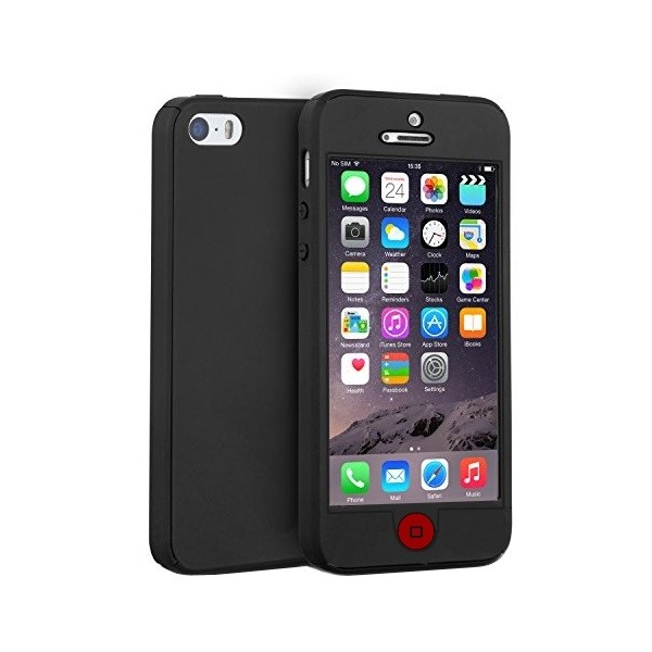 Pilnīgi aizsedzams TPU apvalks - melns (iPhone 5 / 5S / SE 2016)